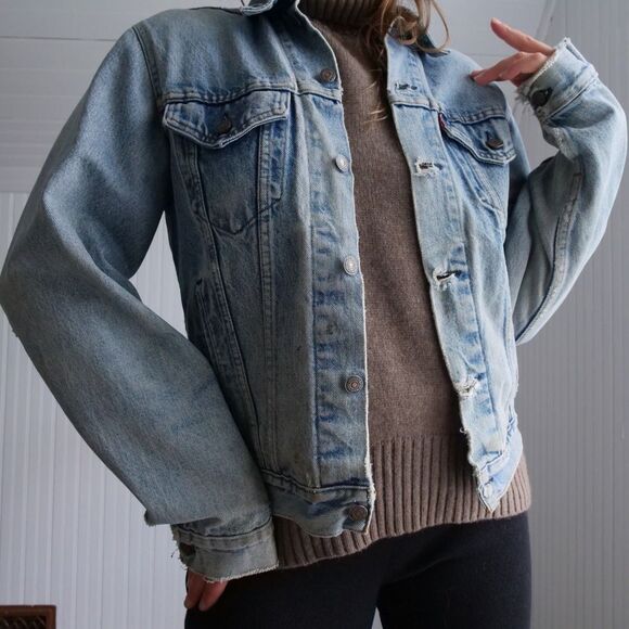 Thrashed 80s Levi's Denim Trucker Jacket - Picture 1 of 8